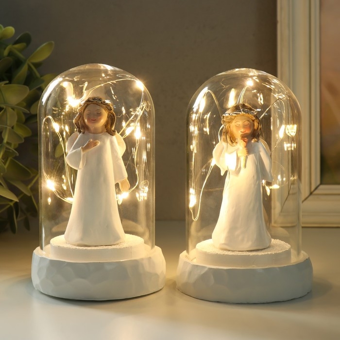 Сувенир полистоун свет Сувенир полистоун свет "Ангел с цветком/молится" МИКС 7х7х11,5 см