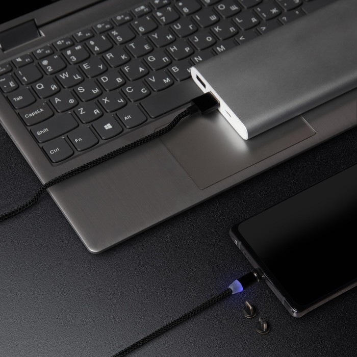 Кабель Windigo, 3 в 1, microUSB/Lightning/Type-C - USB, магнитный, 2 А, нейлон, 1 м, черный Кабель Windigo, 3 в 1, microUSB/Lightning/Type-C - USB, магнитный, 2 А, нейлон, 1 м, черный