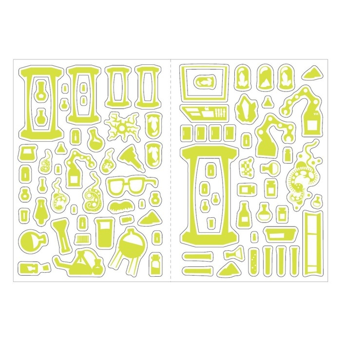 Книга «Безумная лаборатория», со светящимися наклейками, 90 наклеек, 4 стр. Книга «Безумная лаборатория», со светящимися наклейками, 90 наклеек, 4 стр.