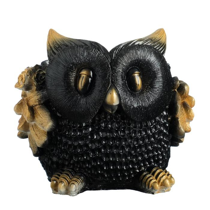 Фигурное кашпо Фигурное кашпо "Сова" черная с золотом, 28х26см