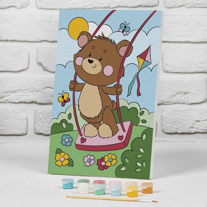 Картина по номерам для детей на подрамнике «Медвежонок на качели», 20 х 30 см Картина по номерам для детей на подрамнике «Медвежонок на качели», 20 х 30 см