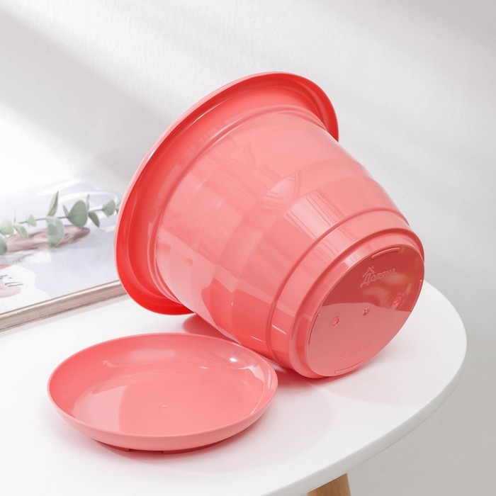 Горшок для цветов с поддоном Доляна «Арена», 2 л, цвет коралловый