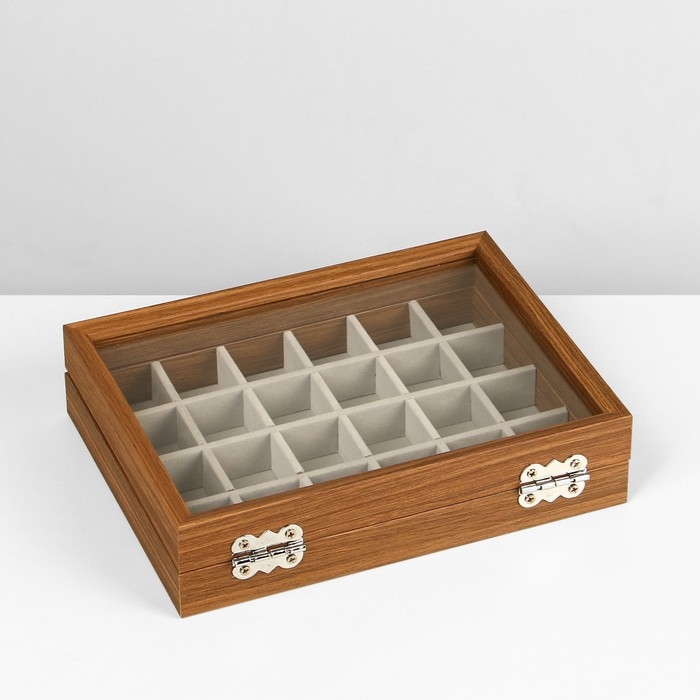 Подставка для украшений &laquo;Шкатулка дерево&raquo; 24 ячейки, 16&times;21&times;5 см, цвет серый в дереве