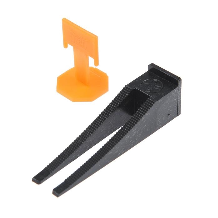 Система выравнивания плитки ЛОМ, зажим 1,5 мм + клин (40+40 шт), пакет Система выравнивания плитки ЛОМ, зажим 1,5 мм + клин (40+40 шт), пакет