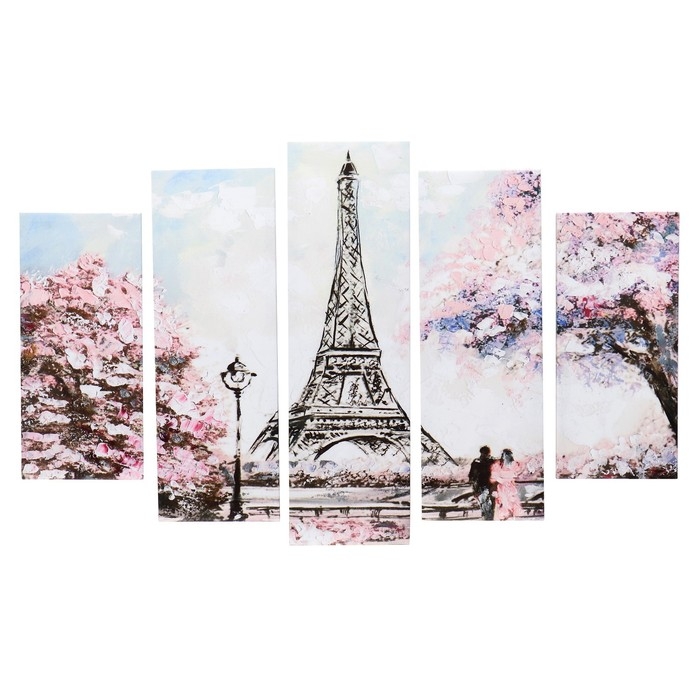 Модульная картина  Модульная картина "Нарисованный Париж" (2-23х52; 2-24х70; 1-24х80) 120х80см