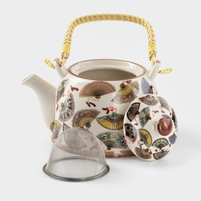 Чайник керамический заварочный с металлическим ситом «Веера», 900 мл Чайник керамический заварочный с металлическим ситом «Веера», 900 мл