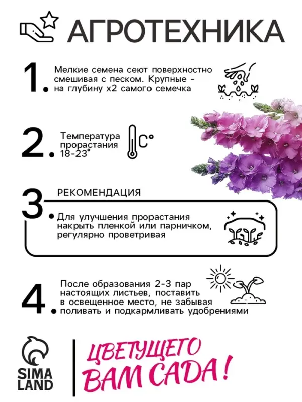 Семена цветов Дельфиниум  Семена цветов Дельфиниум "Гиацинт", 0,3 г