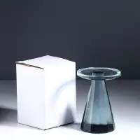 Подсвечник на 1 свечу &laquo;Пирамида с гранями&raquo;, стекло, серый, d=7 см, 7&times;7&times;9.5 см