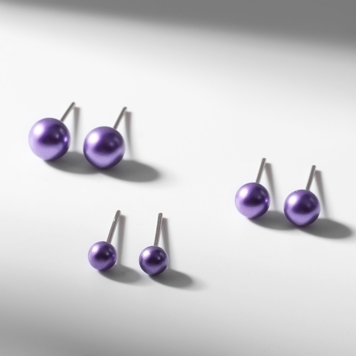 Пусеты в коробке 108 пар «Жемчужинки», 4, 5, 6 мм, цветные в серебре