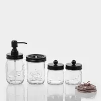 Аксессуары для ванной, 4 предмета, дозатор, стакан для щёток, банки 2 шт.