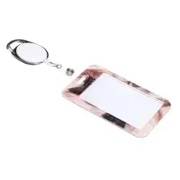 Бейдж - карман вертикальный внешний 110&times;68 мм, внутренний размер 85&times;54 мм, рулетка-карабин 60 см, пластиковый &laquo;Котик&raquo;