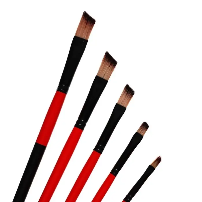 Набор кистей для рисования, нейлон, 5 штук, плоские, скошенные, международный размер