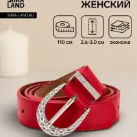 Ремень женский &laquo;Кэлли&raquo;, 110&times;3 см, пряжка металл, серебристая, красный