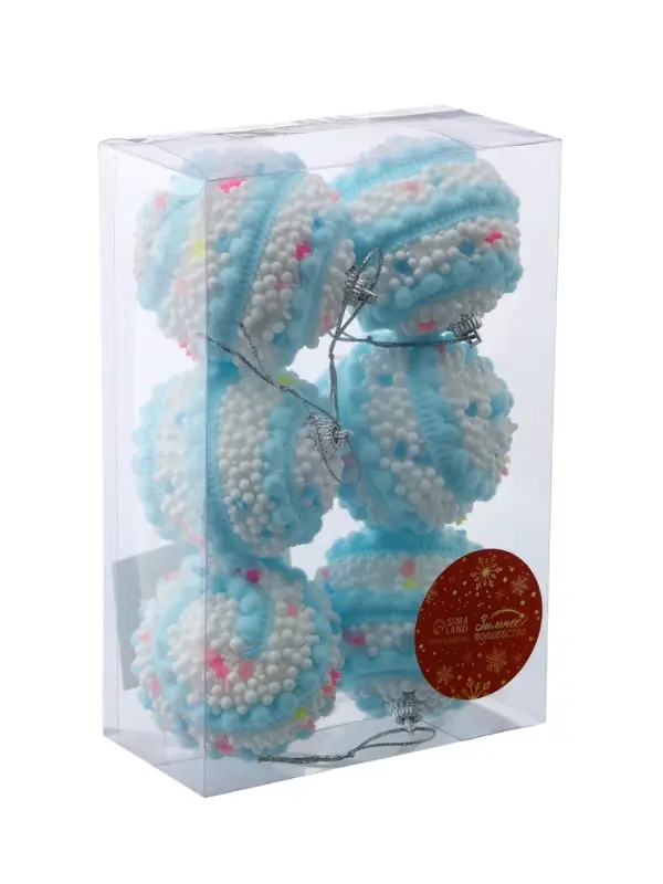 Набор шаров пластик d-6 см, 6 шт Набор шаров пластик d-6 см, 6 шт "Маттео" голубой