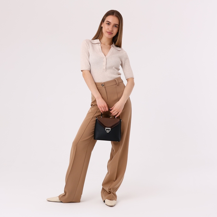 Сумка-мессенджер на клапане, цвет чёрный/коричневый Сумка-мессенджер на клапане, цвет чёрный/коричневый