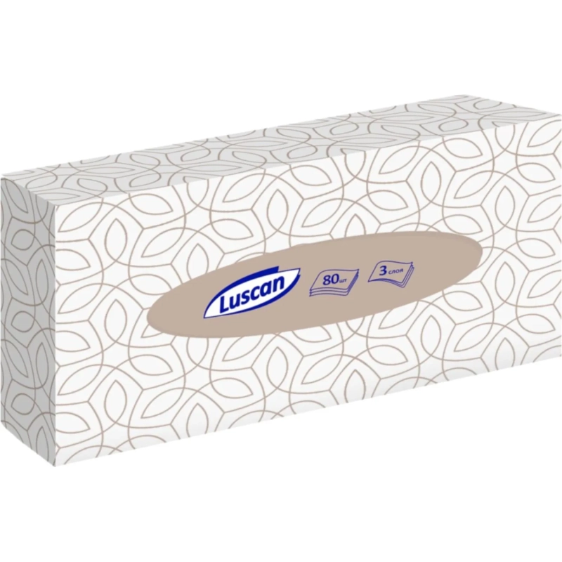 Салфетки косметические Luscan 3сл 80шт/уп белые