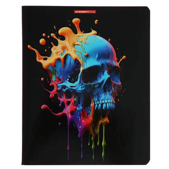 Тетрадь 48 листов в клетку &laquo;Яркие черепа&raquo;, обложка мелованный картон, УФ-лак, МИКС