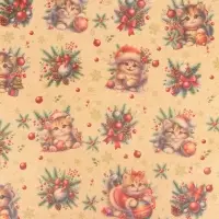 Бумага упаковочная новогодняя «Котик», бурый крафт, 80 г/м² , 50×70 см