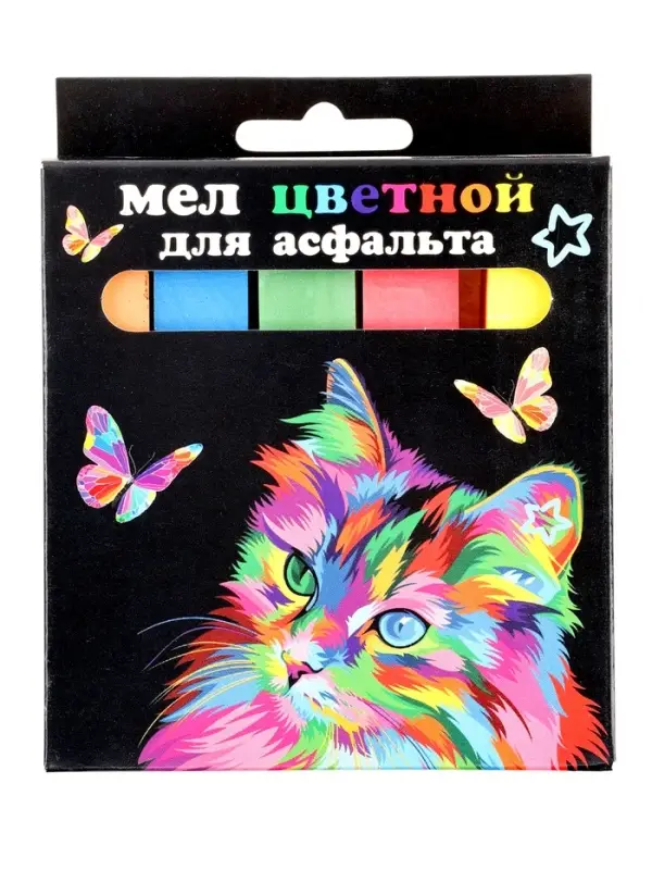 Мел цветной &laquo;Кот и бабочки. JUMBO&raquo;, 5 шт.