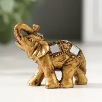 Сувенир полистоун "Маленький слон с мозаикой зеркальной и рубином на попоне" 3,8х3,5х1,8 см   544919
