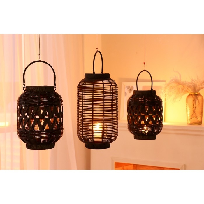 Подсвечник пластик Подсвечник пластик "Фонарик. Корзинка" чёрный 30х21х21 см