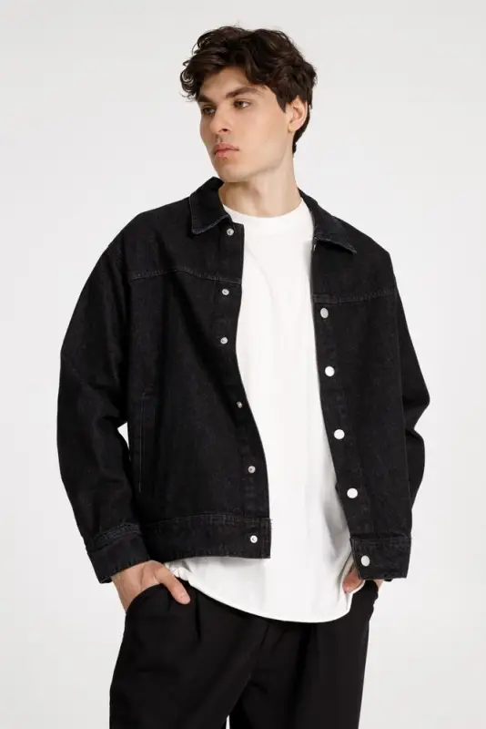 Куртка джинсовая O1, черная, размер M/L