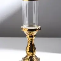 Подсвечник на 1 свечу &laquo;Монти&raquo;, керамика, стекло, d=7.5 см, золото, 9&times;9&times;31.5 см