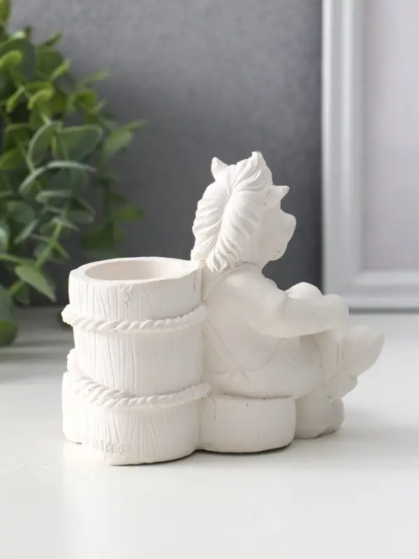 Подсвечник на 2 свечи «Конь с книгой», гипс, 10×11×11 см, натуральный Подсвечник на 2 свечи «Конь с книгой», гипс, 10×11×11 см, натуральный