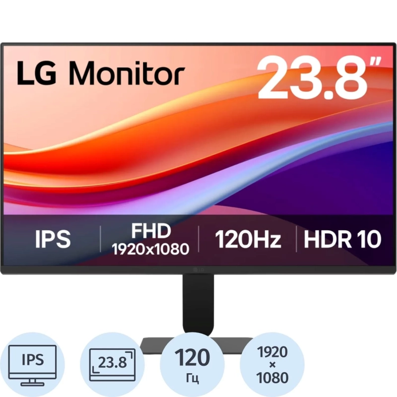 Монитор LG 23.8 24U411A-B FHD/IPS/250cd/120Гц/HDMI/VGA/черный