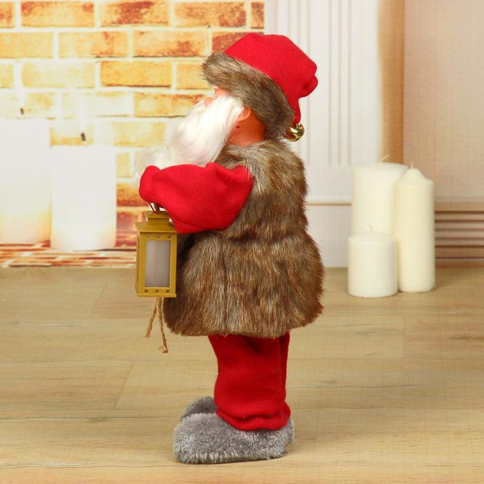 Дед Мороз  Дед Мороз "Телогрейка, с фонарём" с подсветкой, двигается, 38 см