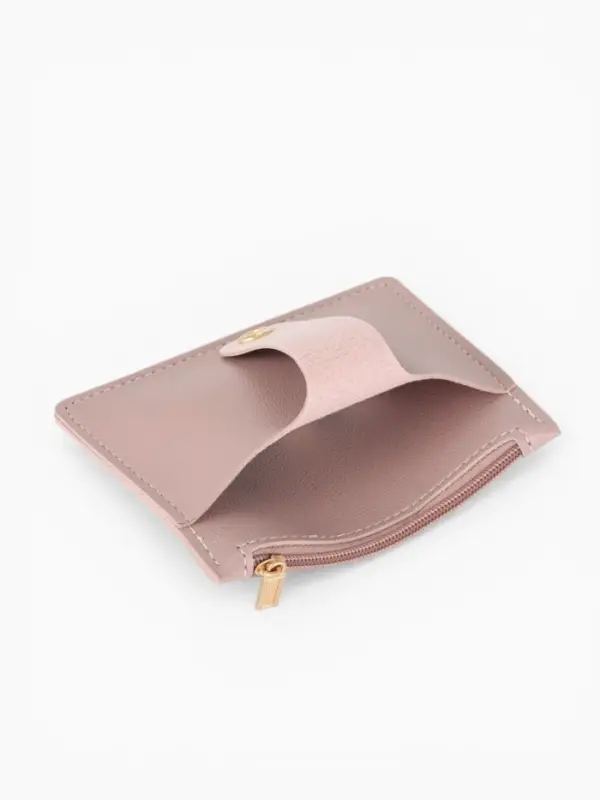 Картхолдер с монетницей на молнии, цвет розовый