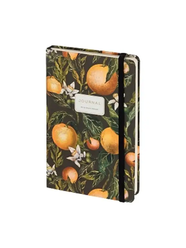 ЗАПИСНАЯ КНИЖКА "MEGAPOLIS JOURNAL" А5, 100 Л.  НА РЕЗИНКЕ, "FLORA.PARADISE.ORANGES",  ЛИНЕЙКА 11055