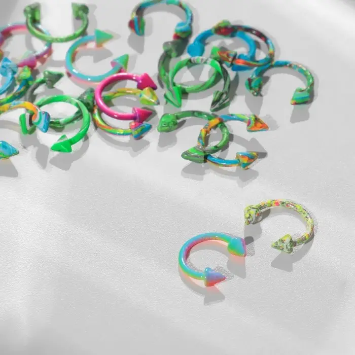 Пирсинг в бровь «Стрелы» дуо круг, d=0.8 см, МИКС (фасовка 20 шт.) Пирсинг в бровь «Стрелы» дуо круг, d=0.8 см, МИКС (фасовка 20 шт.)