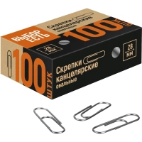 Скрепки Attache  металлические без. покрытия,28 мм, негофрирован.,100шт/уп