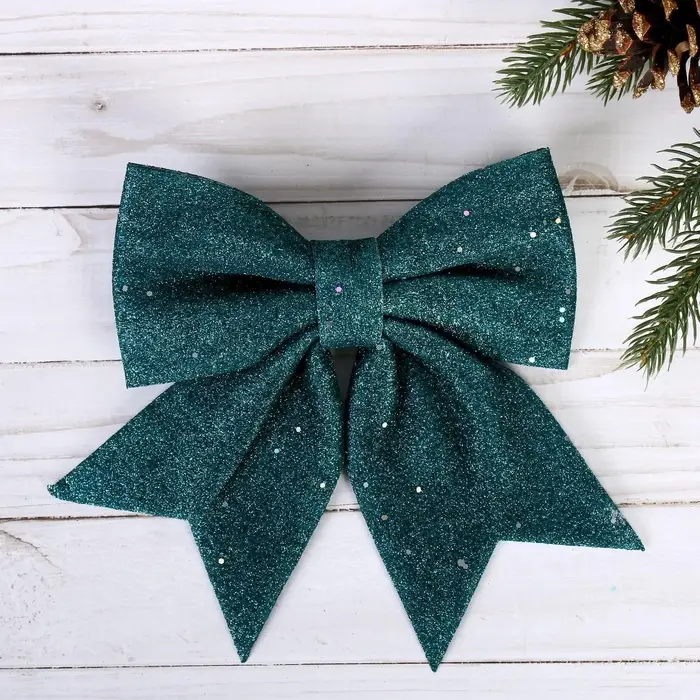 Ёлочная игрушка &laquo;Зимнее волшебство. Бант&raquo; пластик, 20&times;18 см, зелёный