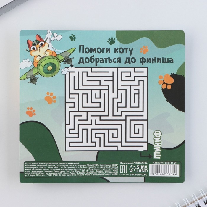 Подарочный набор блок листов с раскраской и восковые мелки «Герой и защитник» Подарочный набор блок листов с раскраской и восковые мелки «Герой и защитник»