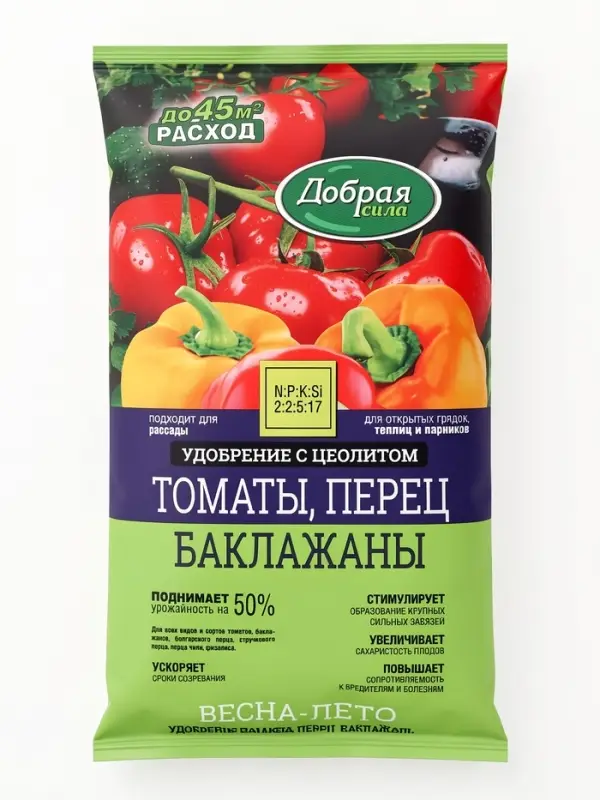 Удобрение для томатов и перцев, для открытого грунта &laquo;Добрая Сила&raquo;, пакет, 0.9 кг