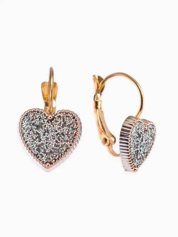 Серьги ассорти &laquo;Сердца&raquo;, блёстки, цвет серебро в золоте