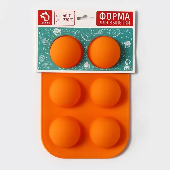 Форма для выпечки Доляна &laquo;Полусферы&raquo;, силикон, 24&times;16 см, 6 ячеек, d=5.5 см, МИКС