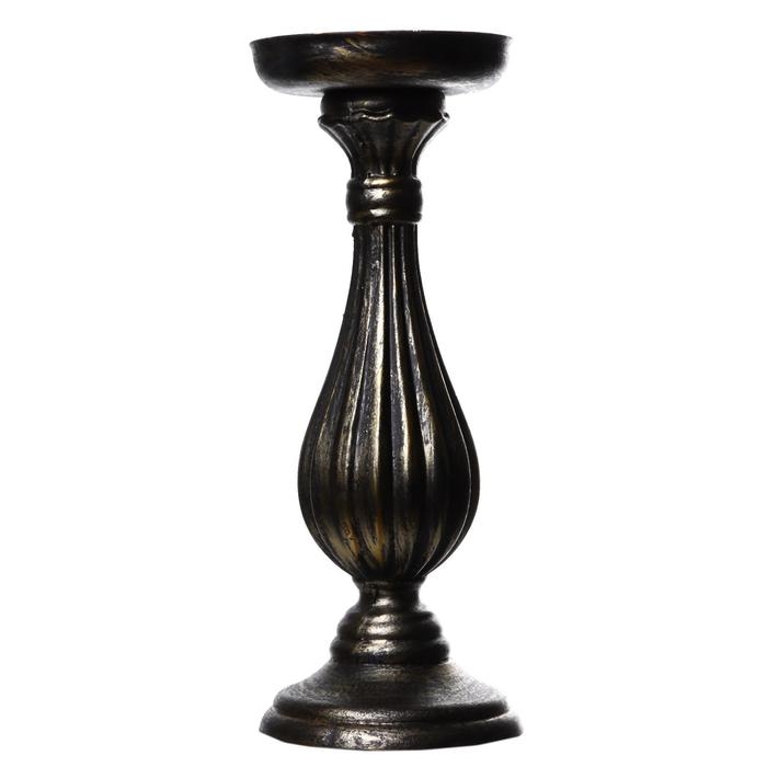 Подсвечник дерево на 1 свечу  Подсвечник дерево на 1 свечу "Фердинанд" чёрный с золотой  патиной 28х10,5х10,5 см