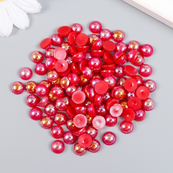 Декор для творчества пластик Декор для творчества пластик "Половинки бусин. Красная гамма" 20 гр 0,8х0,8 см