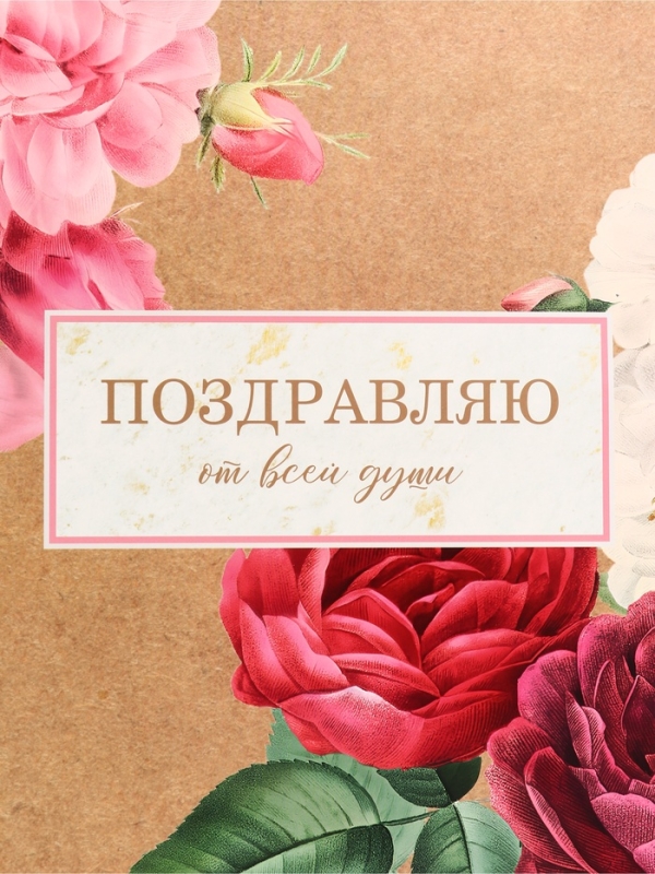 Пакет подарочный горизонтальный "Поздравляю от всей души", 49 × 40 × 19 см