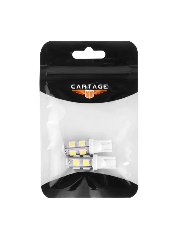 Автолампа Cartage, светодиодная, T10 W5W, 12 В, 9 SMD-5050, набор 2 шт.