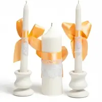 Набор: свечи свадебные &laquo;Пышный&raquo;, 3 шт. (16 см и 2 шт. по 18 см), абрикосовый
