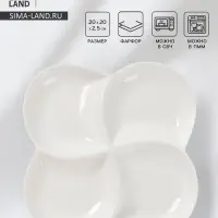 Менажница Доляна White Label, 4 секции, 20&times;2.5 см, фарфор, белая