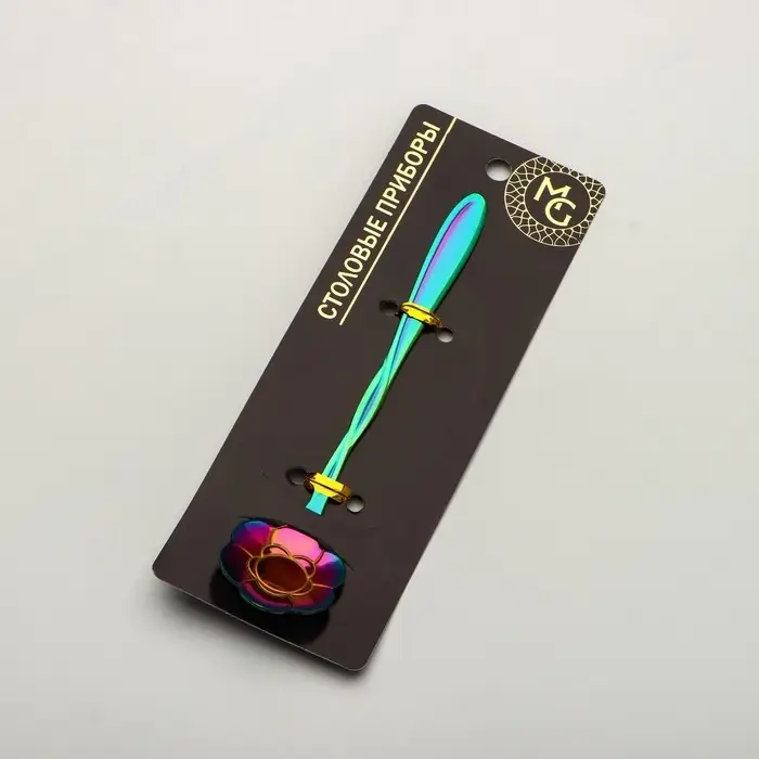 Ложка десертная Magistro «Цветок», длина 12,5 см, витая, цвет хамелеон Ложка десертная Magistro «Цветок», длина 12,5 см, витая, цвет хамелеон