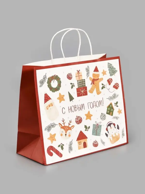 Пакет подарочный «Мечты», белый крафт, 32 × 28 × 15 см