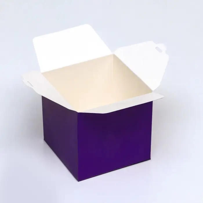 Коробка складная, квадратная с лентой, фиолетовая, 8×8×8 см Коробка складная, квадратная с лентой, фиолетовая, 8×8×8 см