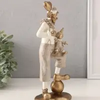Фигурка полистоун &laquo;Клоун с малышом и воздушным шариком&raquo;, бело-бежевый, 10.5&times;7&times;25.5 см