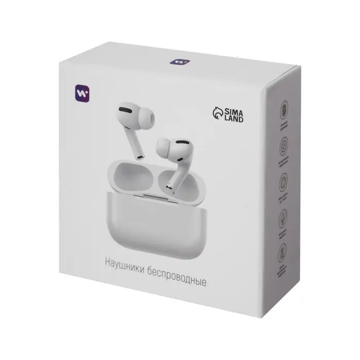 Наушники беспроводные Windigo Pro, TWS, вакуумные, Bluetooth 5.0, 40/500 мАч, белые глянцевые